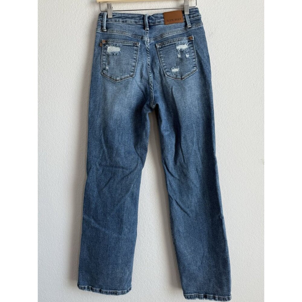 Judy Blue Jeans Women’s 7/28 Straight Fit Mid Rise Distressed Stretch Denim - Picture 11 of 15